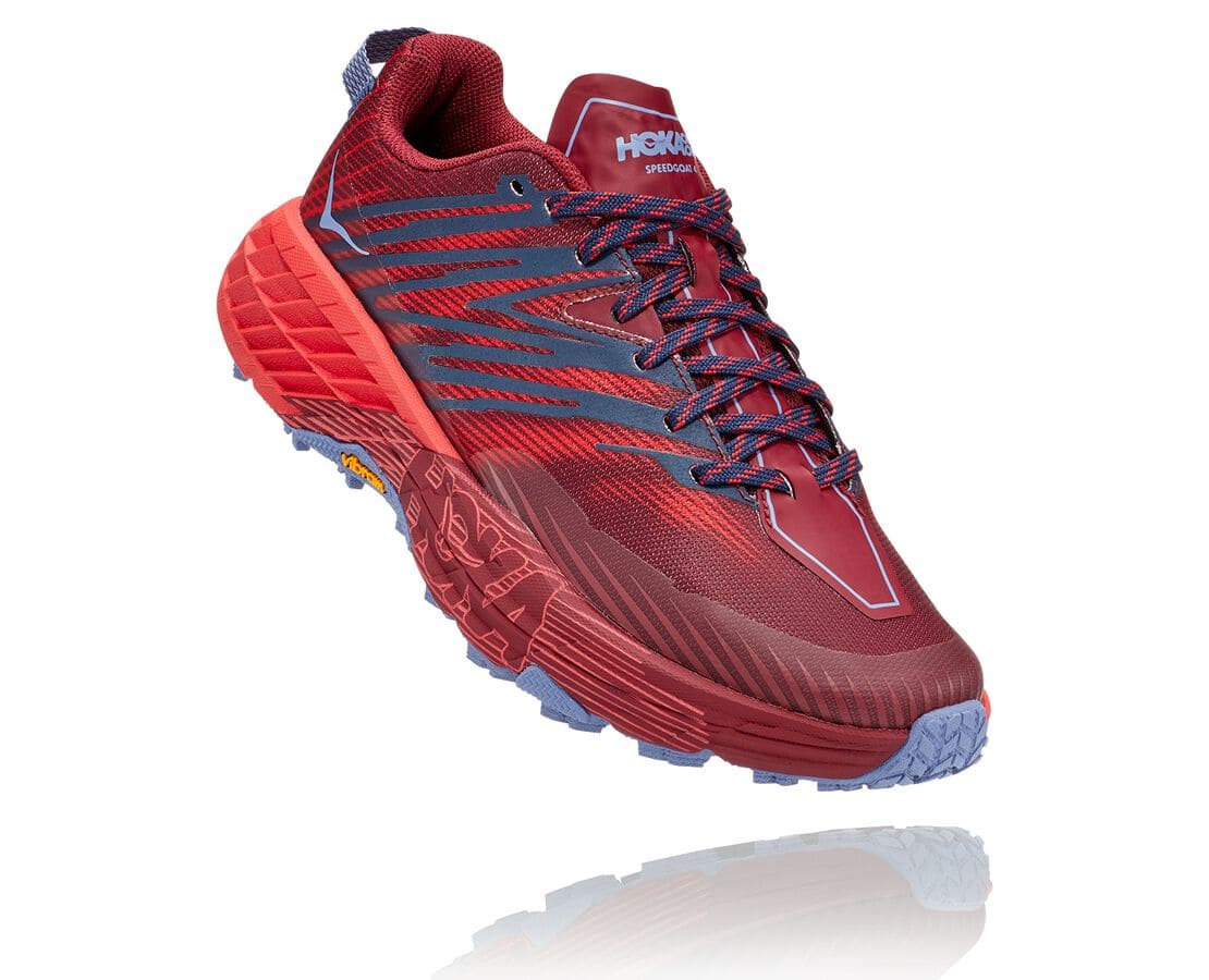 Hoka One One Speedgoat 4 South Africa - Womens Trail Running Shoes - Dark Brown / Red,SLZMD-5174